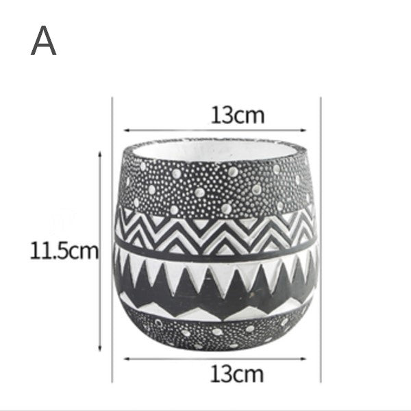 Cement Flowerpots Painted Embossed