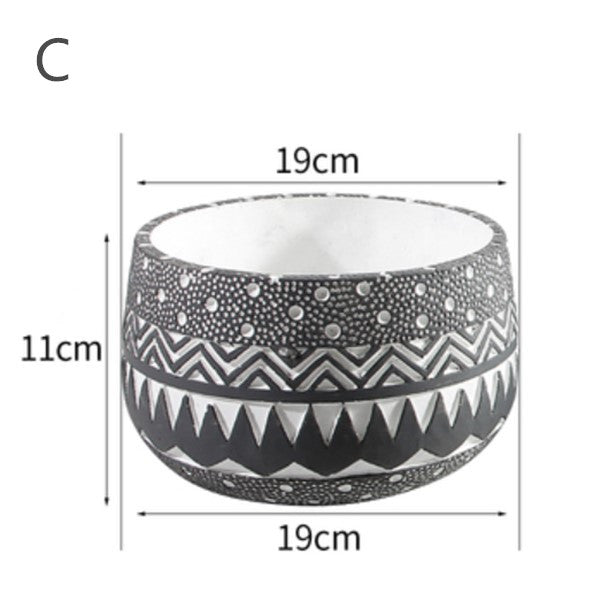 Cement Flowerpots Painted Embossed