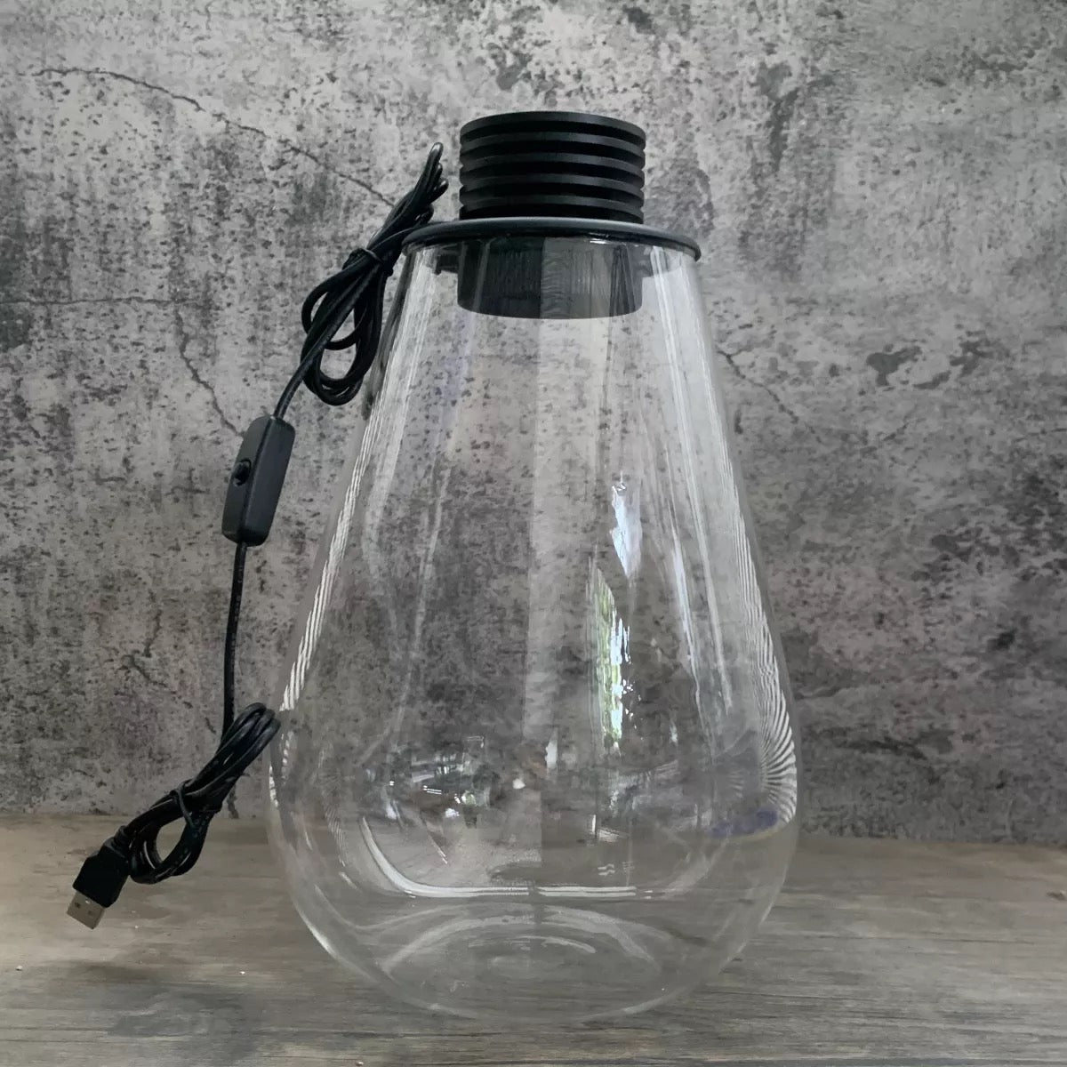 Drop Shape Micro Landscape Terrarium with LED Grow Light