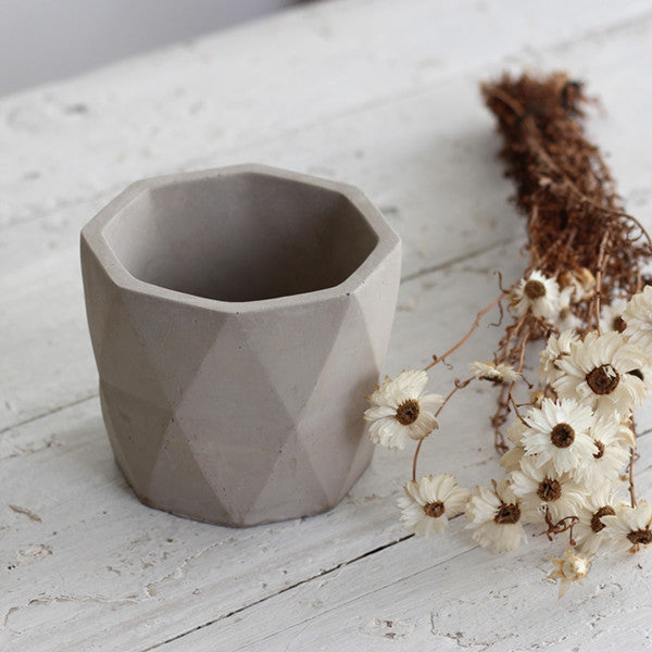 geometric plant pot Concrete Geometric Plant Pot Grey for Sale