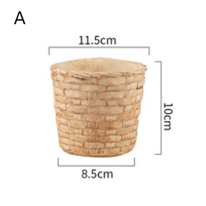 Bamboo Weave Patten Concrete Flowerpot