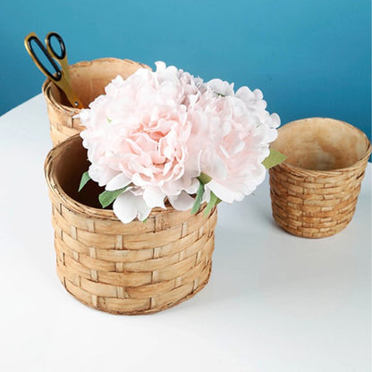 Bamboo Weave Patten Concrete Flowerpot