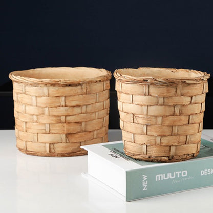 Bamboo Weave Patten Concrete Flowerpot